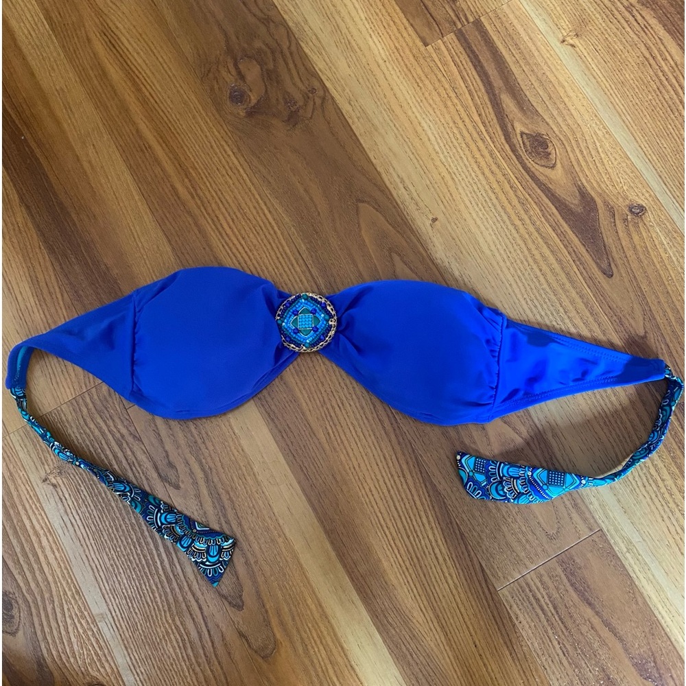 Xhilaration Blue Beaded Bikini Top